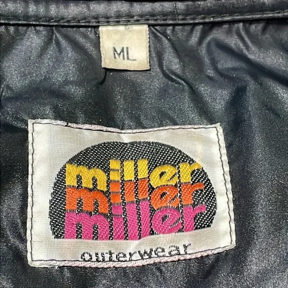 Mens Vintage Miller Outerwear Goose Down Western Puffer Vest Snap Black Size M/L